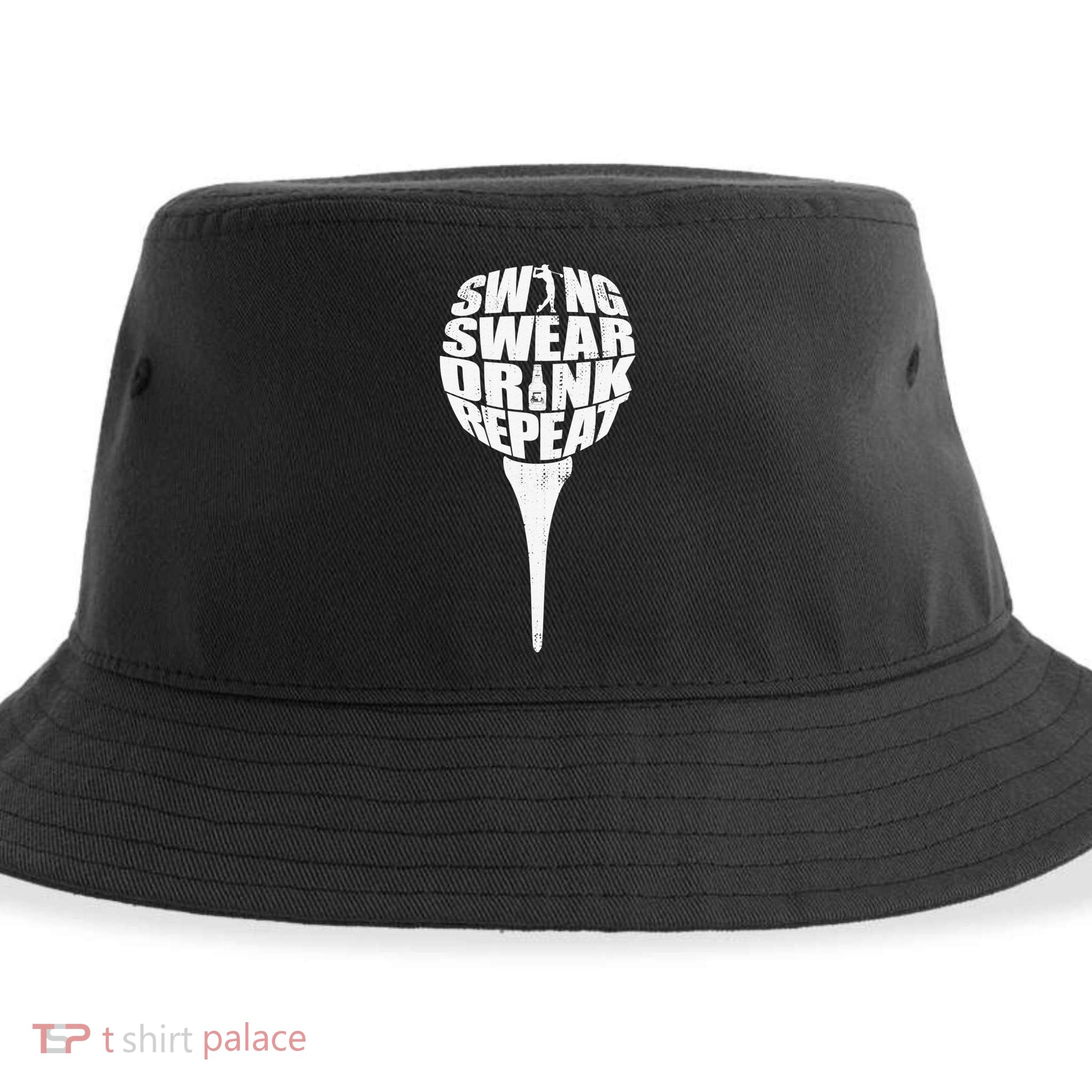 Swing Swear Drink Repeat Player Funny  Golf Lover Sustainable Bucket Hat
