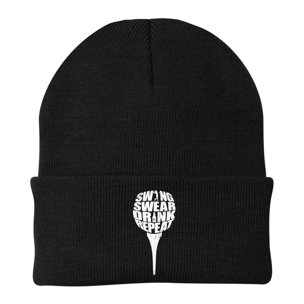 Swing Swear Drink Repeat Player Funny  Golf Lover Beanie
