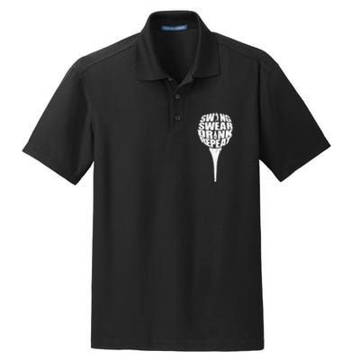 Swing Swear Drink Repeat Player Funny  Golf Lover Dry Zone Grid Polo