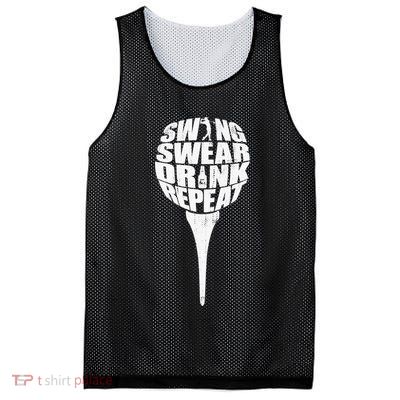 Swing Swear Drink Repeat Player Funny  Golf Lover Mesh Reversible Basketball Jersey Tank