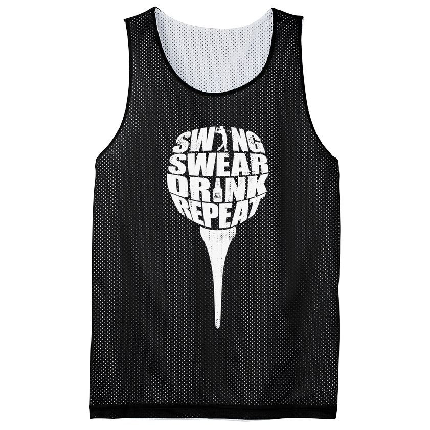 Swing Swear Drink Repeat Player Funny  Golf Lover Mesh Reversible Basketball Jersey Tank