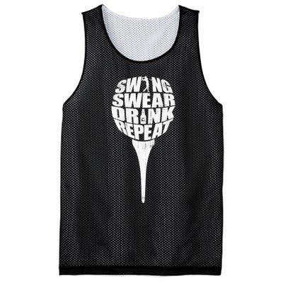 Swing Swear Drink Repeat Player Funny  Golf Lover Mesh Reversible Basketball Jersey Tank