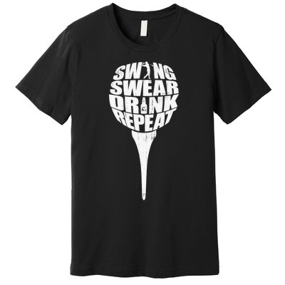 Swing Swear Drink Repeat Player Funny  Golf Lover Premium T-Shirt