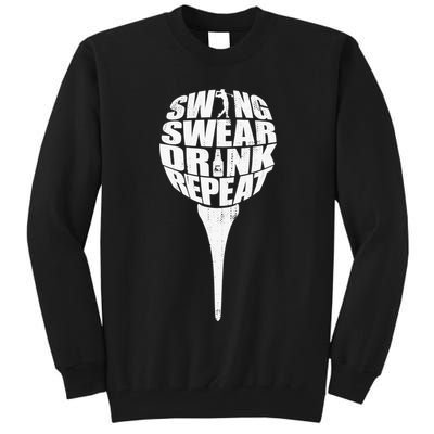 Swing Swear Drink Repeat Player Funny  Golf Lover Tall Sweatshirt