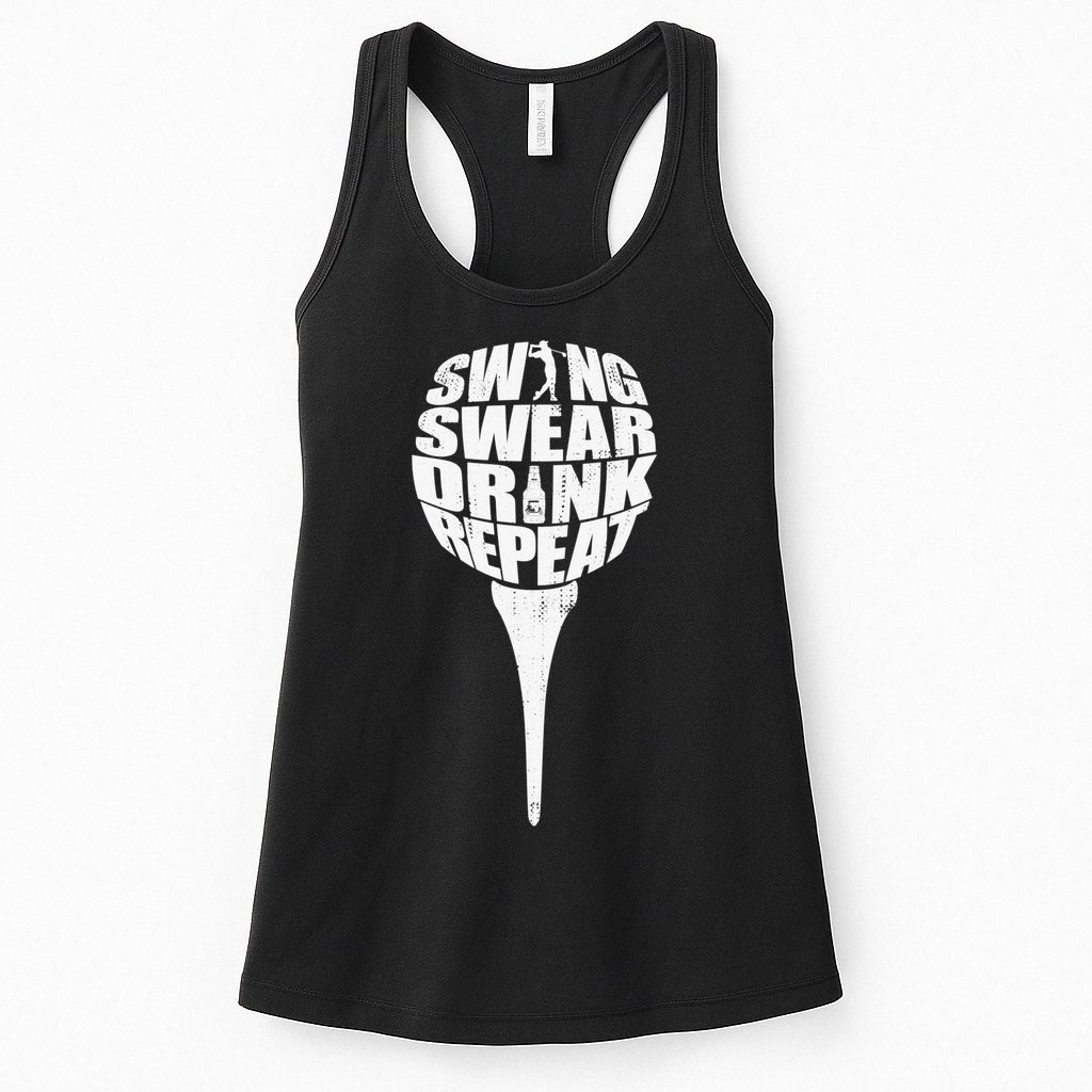 Swing Swear Drink Repeat Player Funny  Golf Lover Womens Tank Top