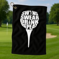 Swing Swear Drink Repeat Player Funny  Golf Lover Golf Towel