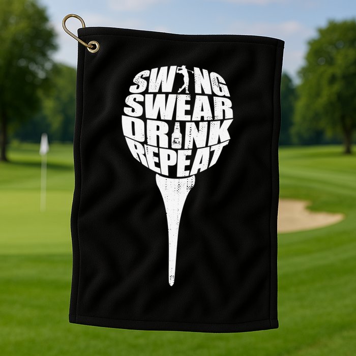 Swing Swear Drink Repeat Player Funny  Golf Lover Golf Towel