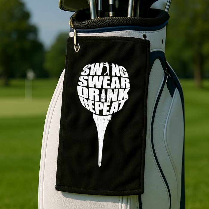 Swing Swear Drink Repeat Player Funny  Golf Lover Golf Towel