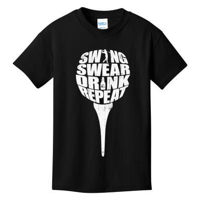 Swing Swear Drink Repeat Player Funny  Golf Lover Kids T-Shirt