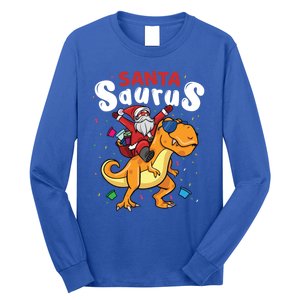 Santa Saurus Dino And Santa Claus Dinosaur And Santa Gift Long Sleeve Shirt