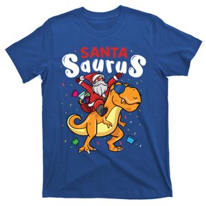 Santa Saurus Dino And Santa Claus Dinosaur And Santa Gift T-Shirt