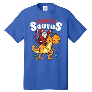 Santa Saurus Dino And Santa Claus Dinosaur And Santa Gift Tall T-Shirt