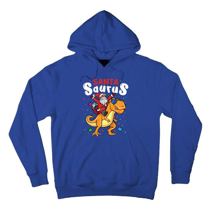 Santa Saurus Dino And Santa Claus Dinosaur And Santa Gift Tall Hoodie