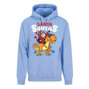 Santa Saurus Dino And Santa Claus Dinosaur And Santa Gift Unisex Surf Hoodie