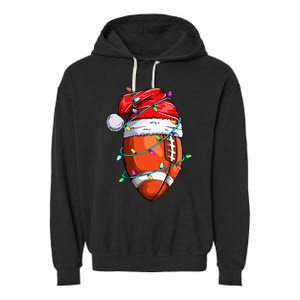 Santa Sports Design For  Christmas Football Player Garment-Dyed Fleece Hoodie