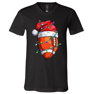 Santa Sports Design For  Christmas Football Player V-Neck T-Shirt