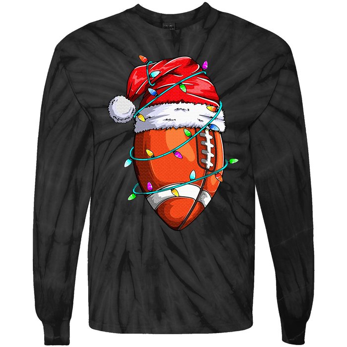 Santa Sports Design For  Christmas Football Player Tie-Dye Long Sleeve Shirt