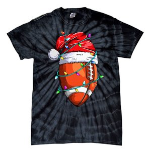 Santa Sports Design For  Christmas Football Player Tie-Dye T-Shirt