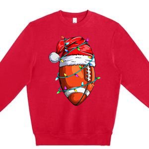 Santa Sports Design For  Christmas Football Player Premium Crewneck Sweatshirt