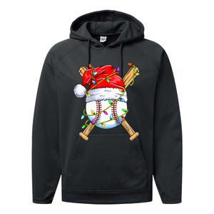 Santa Sports Design For Christmas Baseball Player Performance Fleece Hoodie