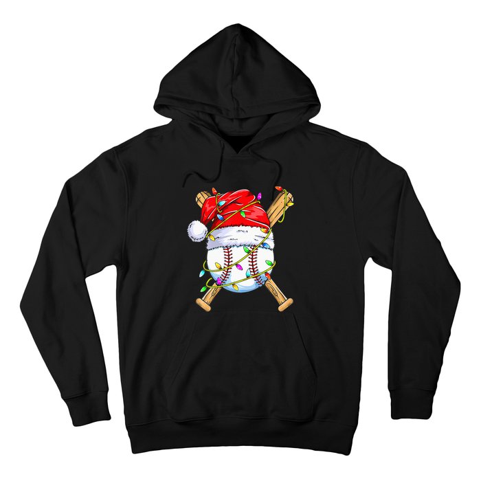 Santa Sports Design For Christmas Baseball Player Hoodie