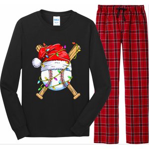 Santa Sports Design For Christmas Baseball Player Long Sleeve Pajama Set