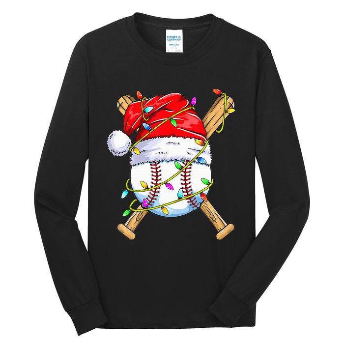 Santa Sports Design For Christmas Baseball Player Tall Long Sleeve T-Shirt