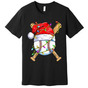 Santa Sports Design For Christmas Baseball Player Premium T-Shirt