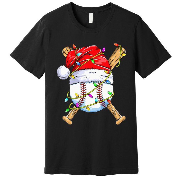 Santa Sports Design For Christmas Baseball Player Premium T-Shirt