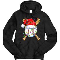 Santa Sports Design For Christmas Baseball Player Tie Dye Hoodie