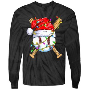 Santa Sports Design For Christmas Baseball Player Tie-Dye Long Sleeve Shirt