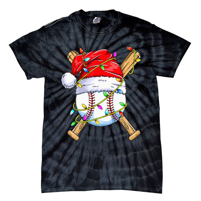 Santa Sports Design For Christmas Baseball Player Tie-Dye T-Shirt