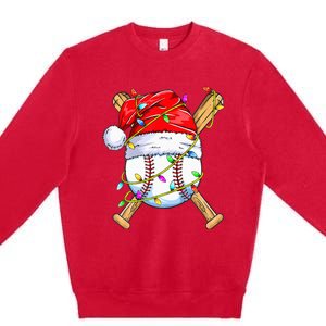 Santa Sports Design For Christmas Baseball Player Premium Crewneck Sweatshirt