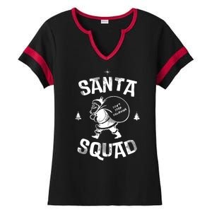 Santa Squad Dont Stop Believing Christmas Ladies Halftime Notch Neck Tee