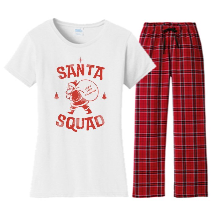 Santa Squad Dont Stop Believing Christmas Women's Flannel Pajama Set