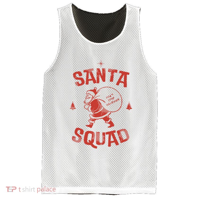 Santa Squad Dont Stop Believing Christmas Mesh Reversible Basketball Jersey Tank