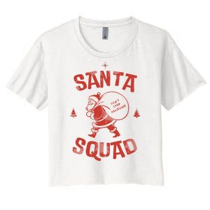 Santa Squad Dont Stop Believing Christmas Women's Crop Top Tee