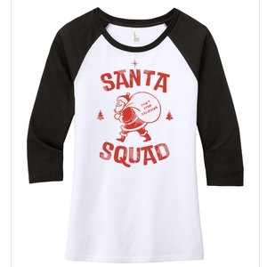 Santa Squad Dont Stop Believing Christmas Women's Tri-Blend 3/4-Sleeve Raglan Shirt