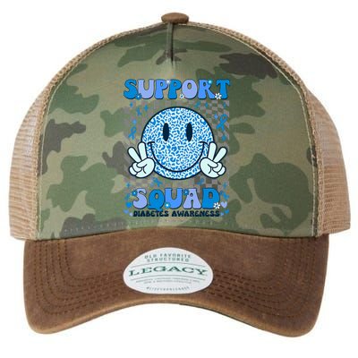 Support Squad Diabetes Awareness Blue Smile T1d Type 1 Legacy Tie Dye Trucker Hat