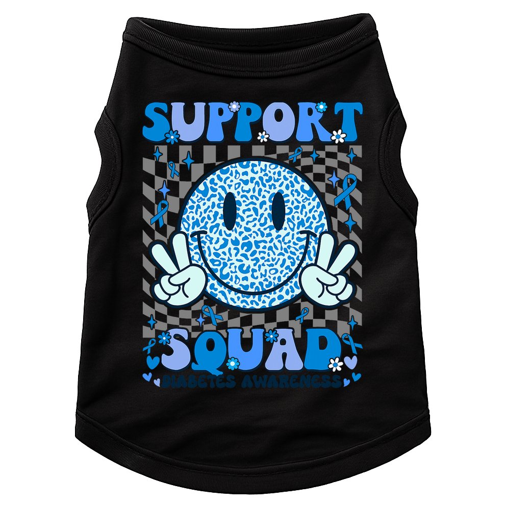 Support Squad Diabetes Awareness Blue Smile T1d Type 1 Doggie Tank