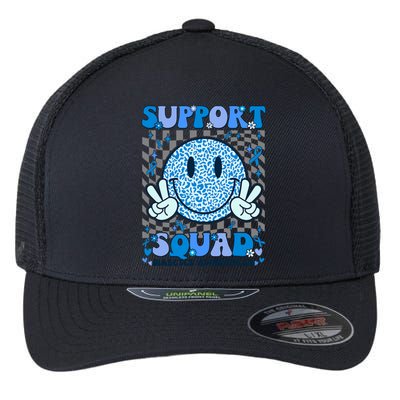 Support Squad Diabetes Awareness Blue Smile T1d Type 1 Flexfit Unipanel Trucker Cap