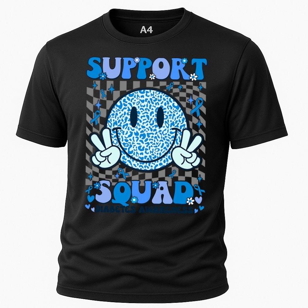 Support Squad Diabetes Awareness Blue Smile T1d Type 1 Cooling Performance Crew T-Shirt