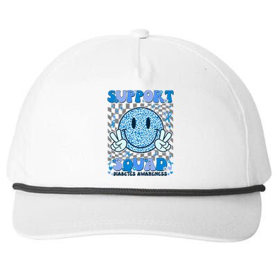 Support Squad Diabetes Awareness Blue Smile T1d Type 1 Snapback Five-Panel Rope Hat