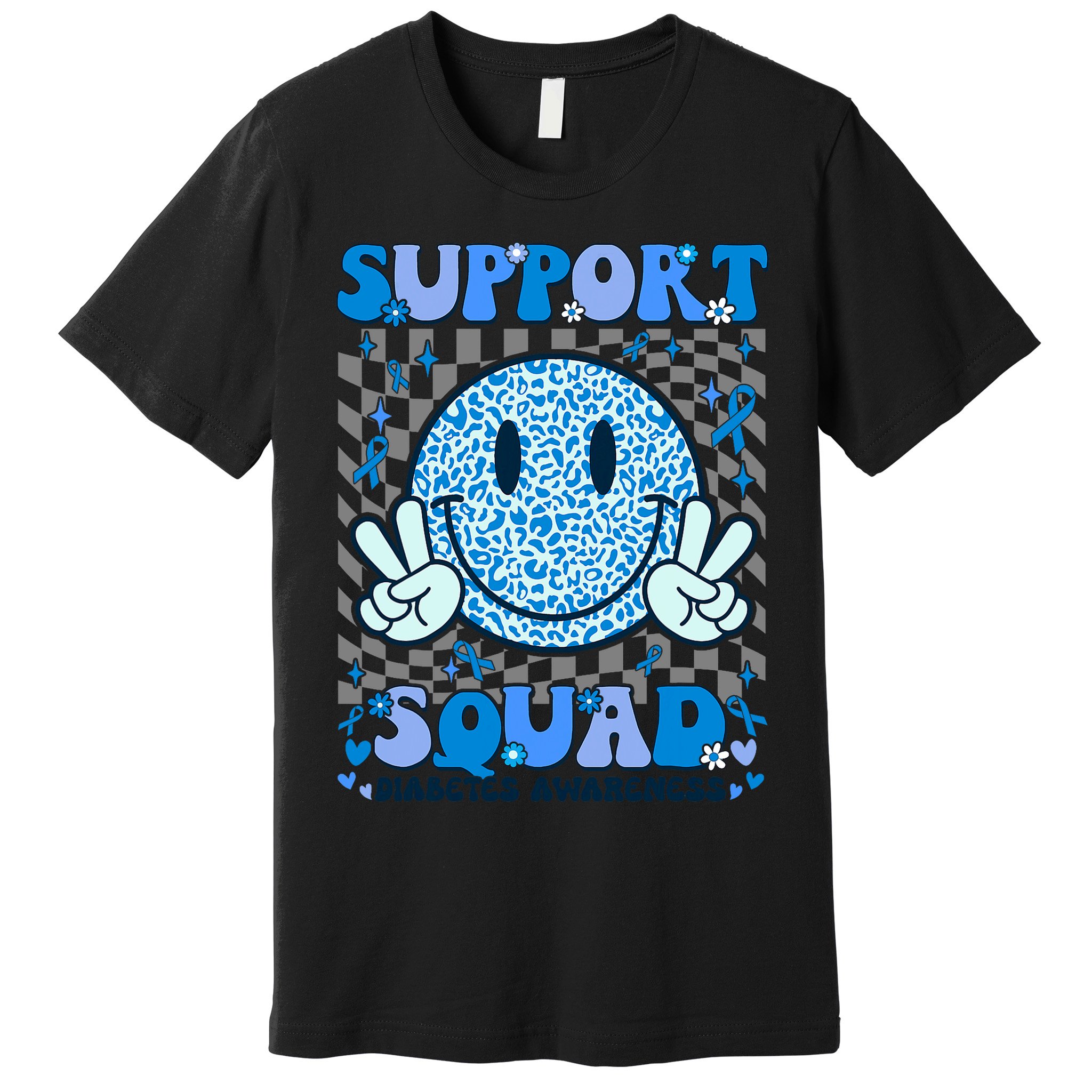 Support Squad Diabetes Awareness Blue Smile T1d Type 1 Premium T-Shirt