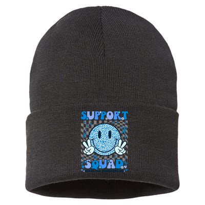 Support Squad Diabetes Awareness Blue Smile T1d Type 1 Sustainable Knit Beanie