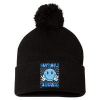 Support Squad Diabetes Awareness Blue Smile T1d Type 1 Pom Pom 12in Knit Beanie