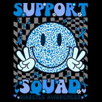 Support Squad Diabetes Awareness Blue Smile T1d Type 1 Baby Bodysuit