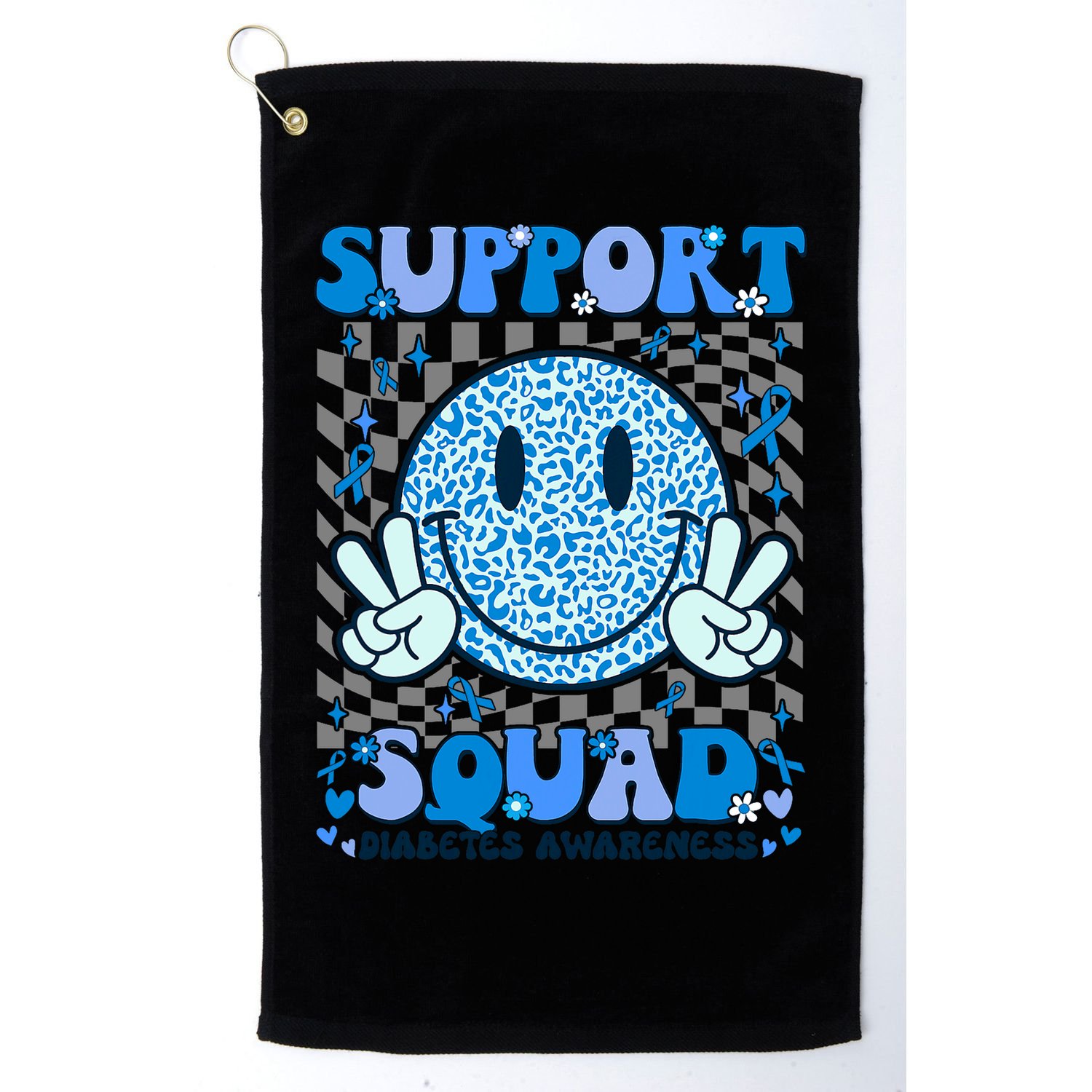 Support Squad Diabetes Awareness Blue Smile T1d Type 1 Golf Towel