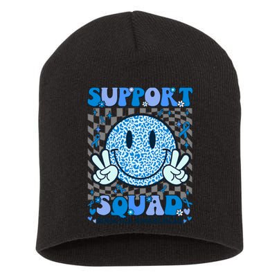 Support Squad Diabetes Awareness Blue Smile T1d Type 1 Short Acrylic Beanie