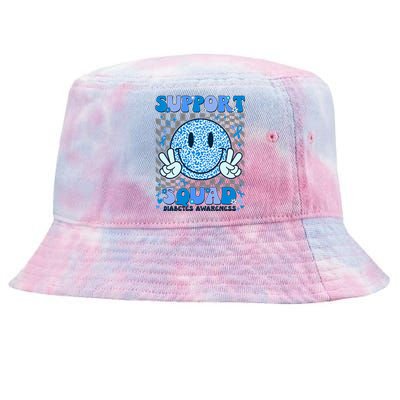 Support Squad Diabetes Awareness Blue Smile T1d Type 1 Tie-Dyed Bucket Hat